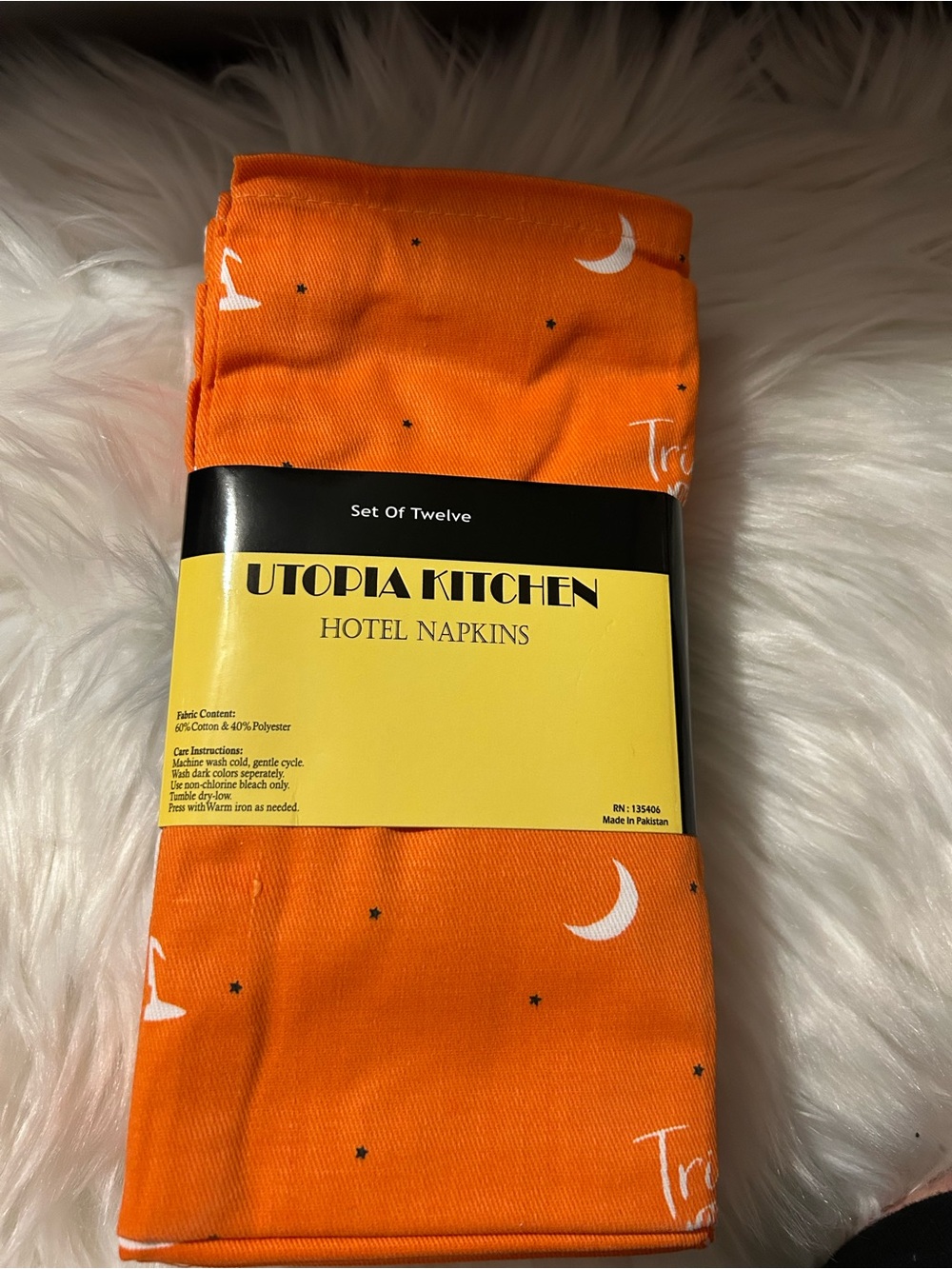 Utopia  Orange Halloween print Napkins - Set of 12